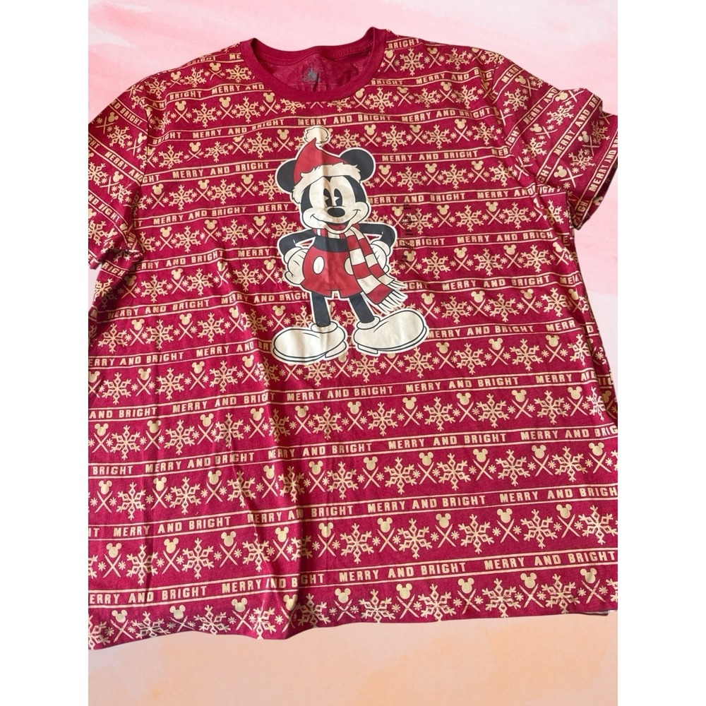 Disney Mickey Mouse Merry and Bright Womens Sz. 2X Holiday T-Shirt Christmas NWT